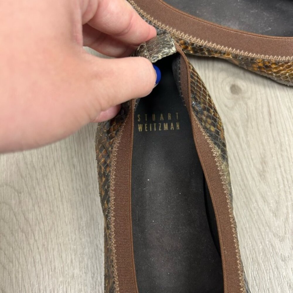 Stuart Weitzman Green Python Embossed Ballet Flats - image 4